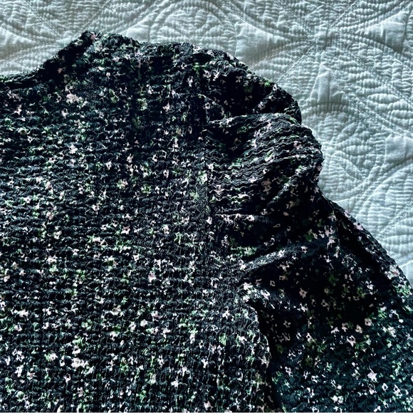 Loft Floral Popcorn Knit Long Twist Sleeve Top Blouse Size S NWOT - Picture 9 of 12